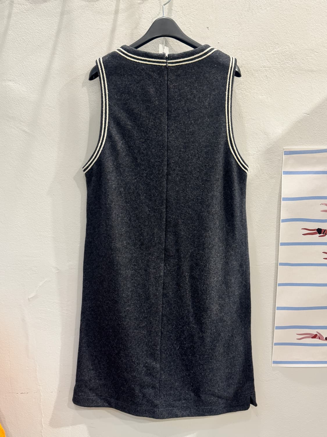 vintage V파이핑 미니멀 원피스 상품이미지5