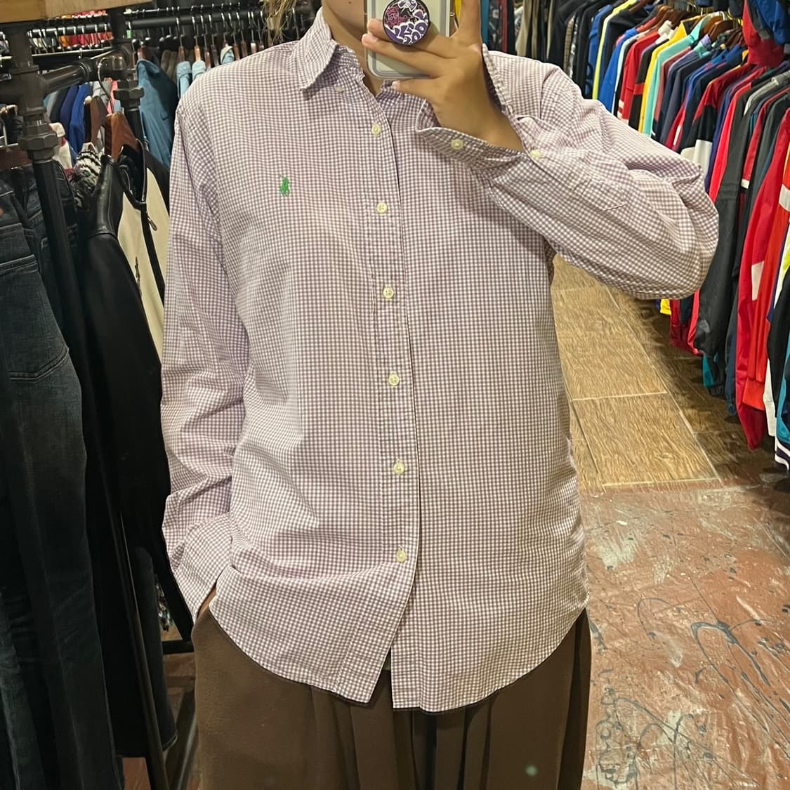 [HI]폴로 체크 긴팔셔츠 퍼플 상품이미지3