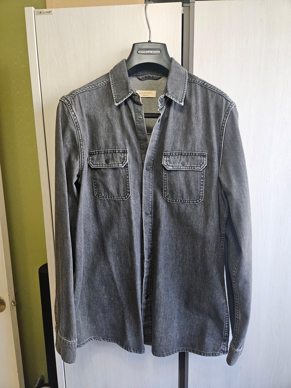 올세인츠 다크그레이 데님셔츠 새상품 100사이즈 상품이미지1