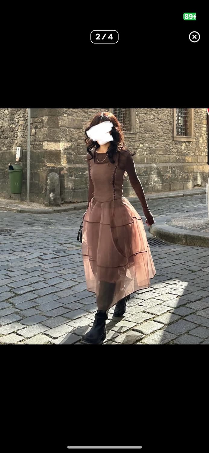 플레따 레이스업 오간자 원피스 S 상품이미지2