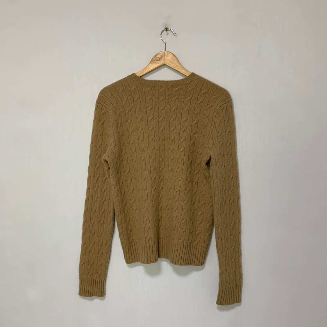 폴로 랄프로렌 빈티지 꽈배기 케이블 니트 M 브라운 베이지 메리노울 상품이미지3