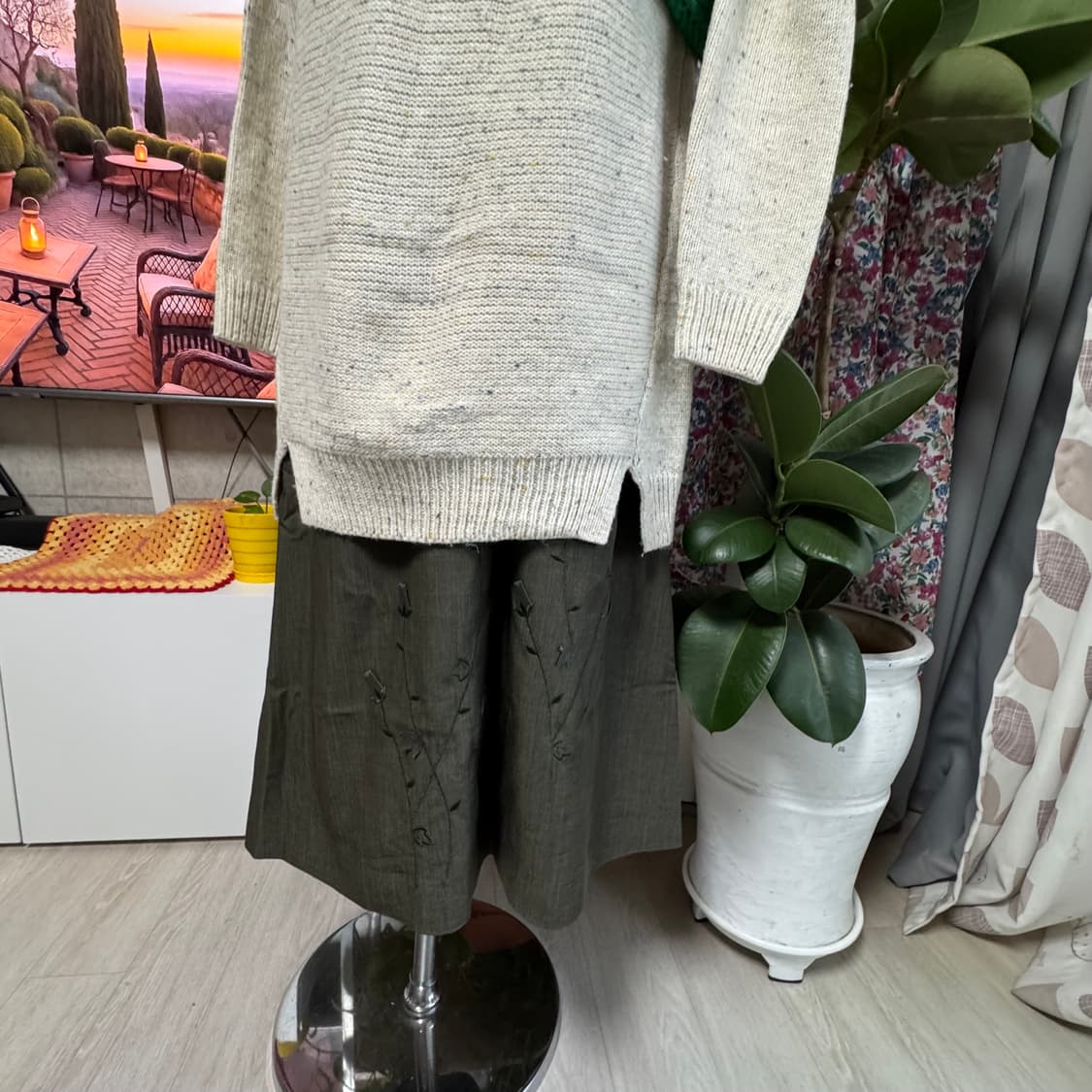 탑텐 아이보리 네프사 엘보패치 롱 니트 상품이미지4