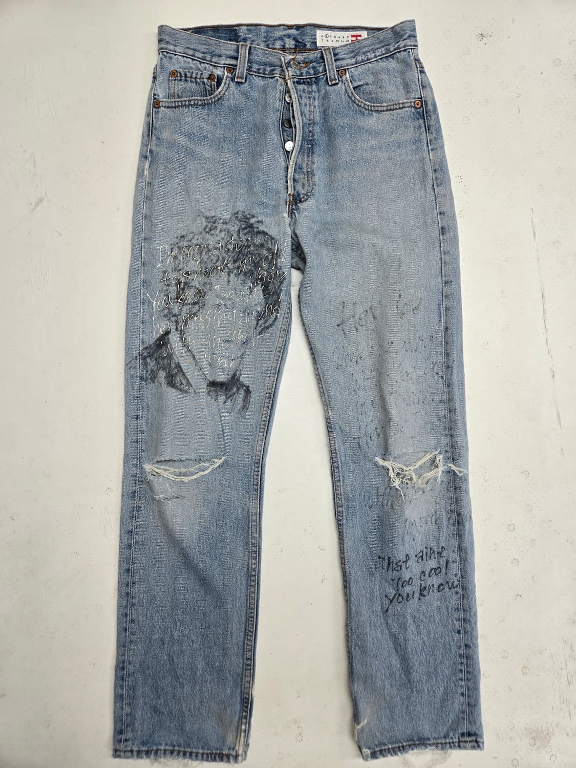 리바이스 데미지 빈티지 프린팅 커스텀 데님 팬츠 501 상품이미지1