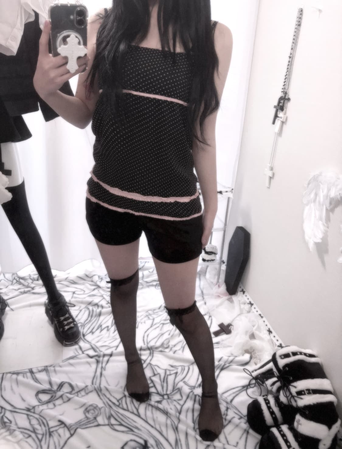 빈티지 도트 핑크 레이스 나시  상품이미지2