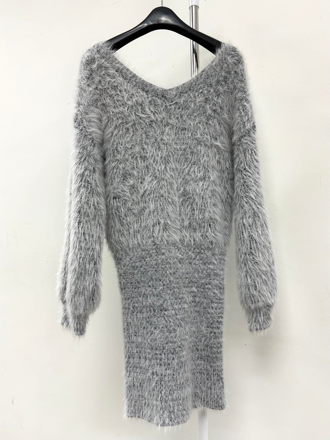 빈티지 그레이 퍼 니트 원피스 상품이미지7