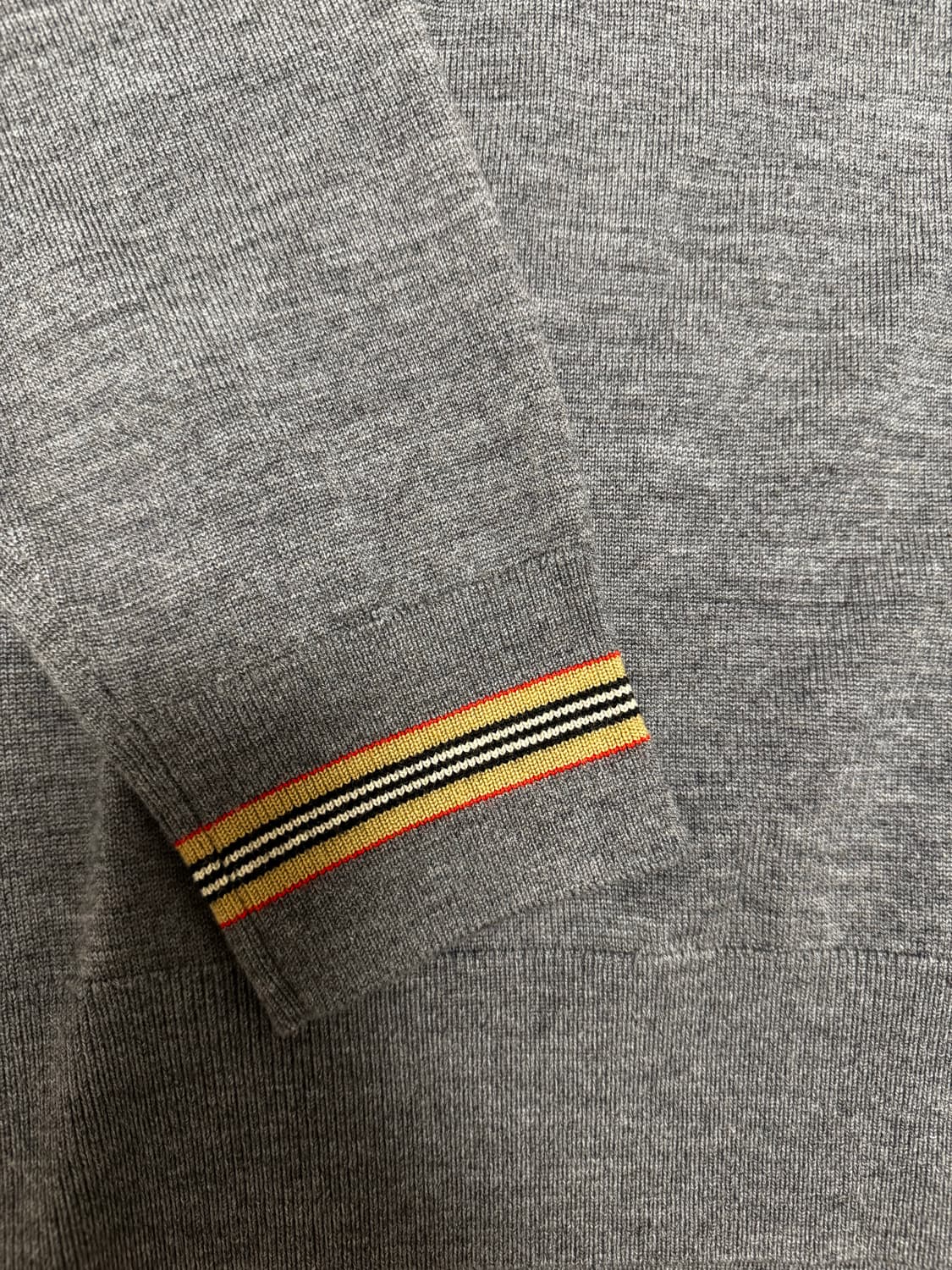버버리 아이콘 스트라이프 트리밍 울 니트 그레이 XL 상품이미지3
