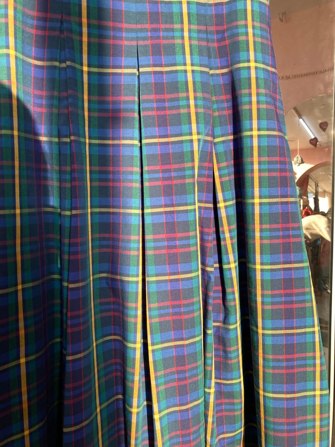 네이비 슬리브리스 체크 플리츠 원피스 상품이미지3