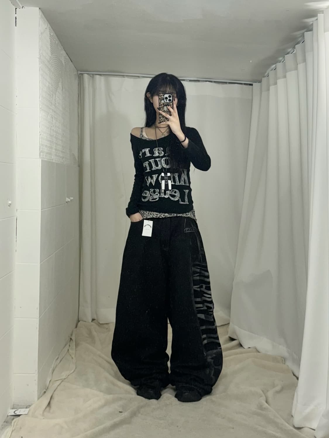 무채색 펑크와투케 스트릿 힙 코디세트  상품이미지3