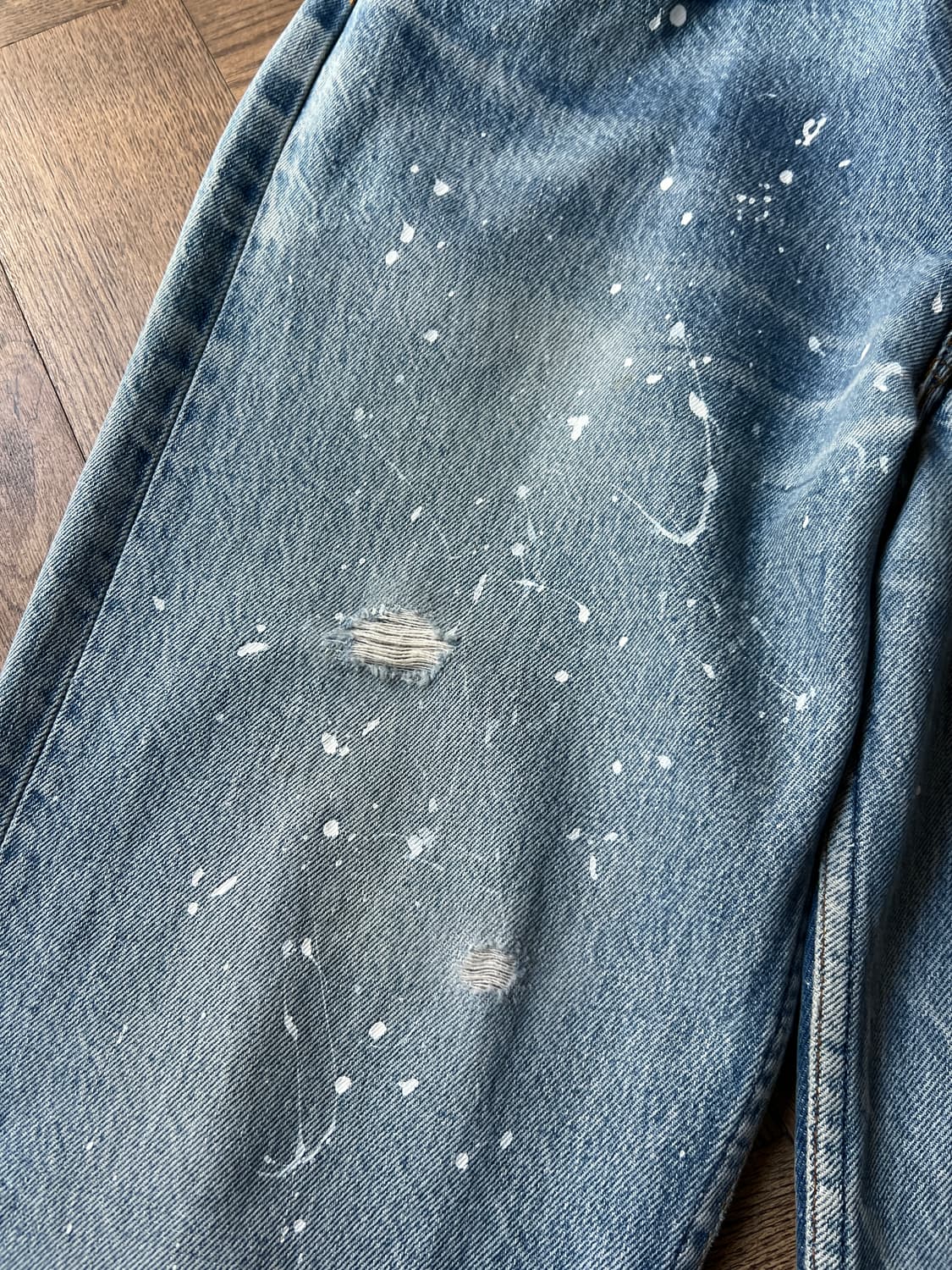 [33]80's 리바이스 USA 2501-0117 빈티지 페인팅 데님팬츠 상품이미지6