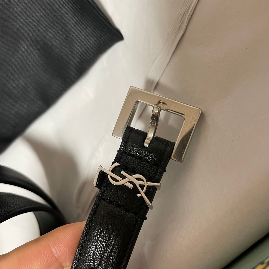 새상품. 생로랑 모노그램 블랙은장 벨트 2cm 85사이즈 상품이미지1