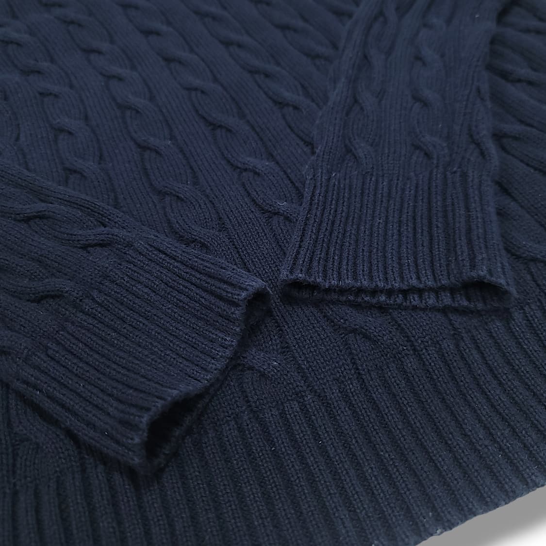 [L] 폴로 네이비 코튼 케이블 스웨터 니트 상품이미지7