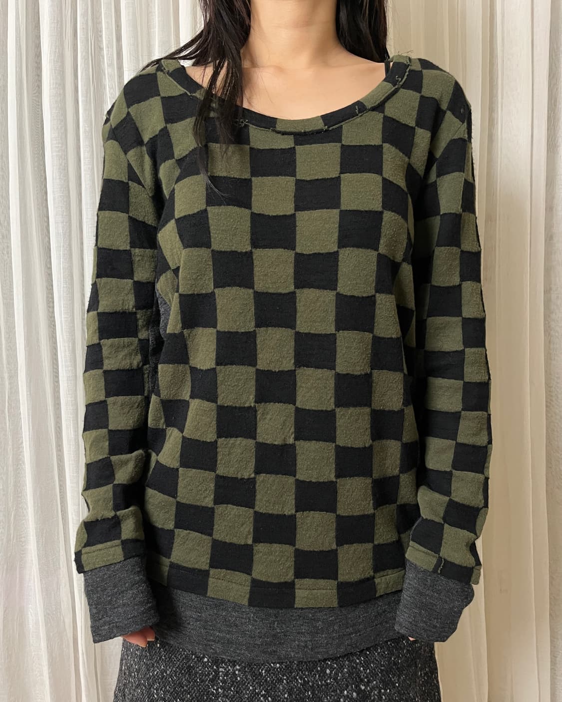 요지야마모토 체커보드 레이어드 니트 Y’s yohji yamamoto 상품이미지1