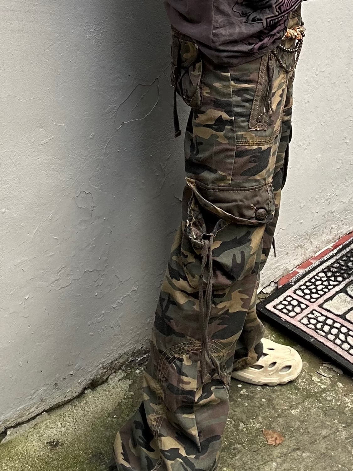 *rare* 빈티지 00s 밀리터리 부츠컷 로프 기믹 카고팬츠 상품이미지3