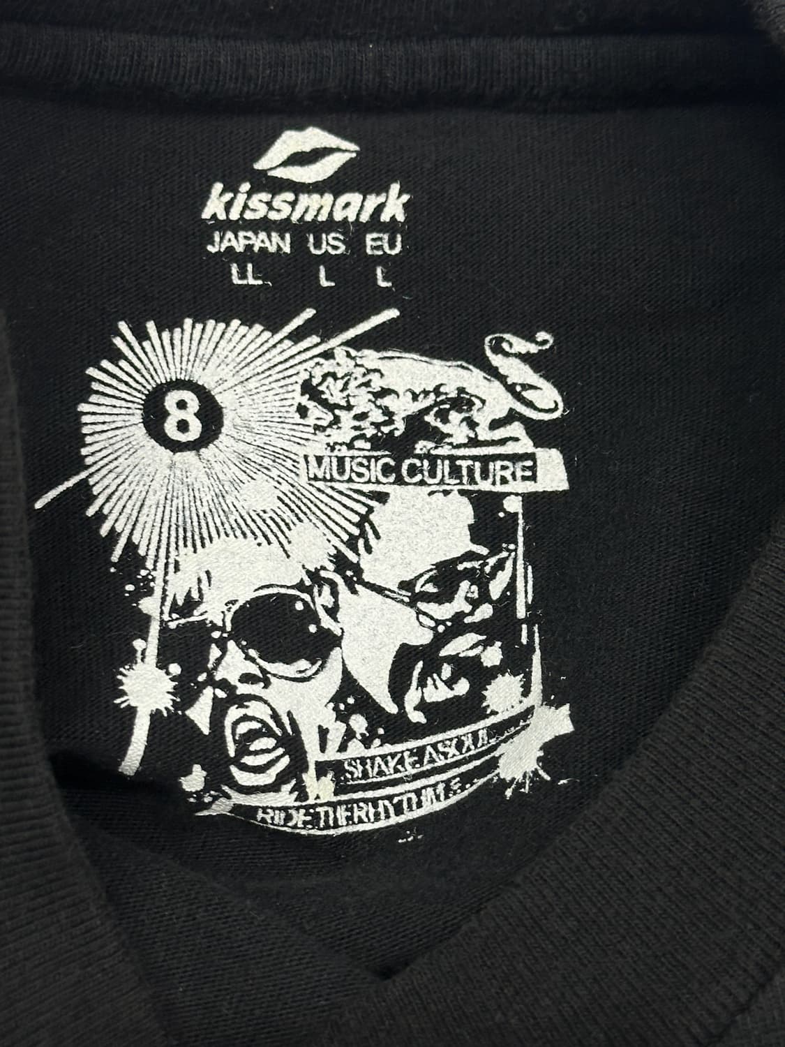  kissmark 블랙반팔티 y2k 프린팅 체크  레이어드 상의코디  상품이미지7