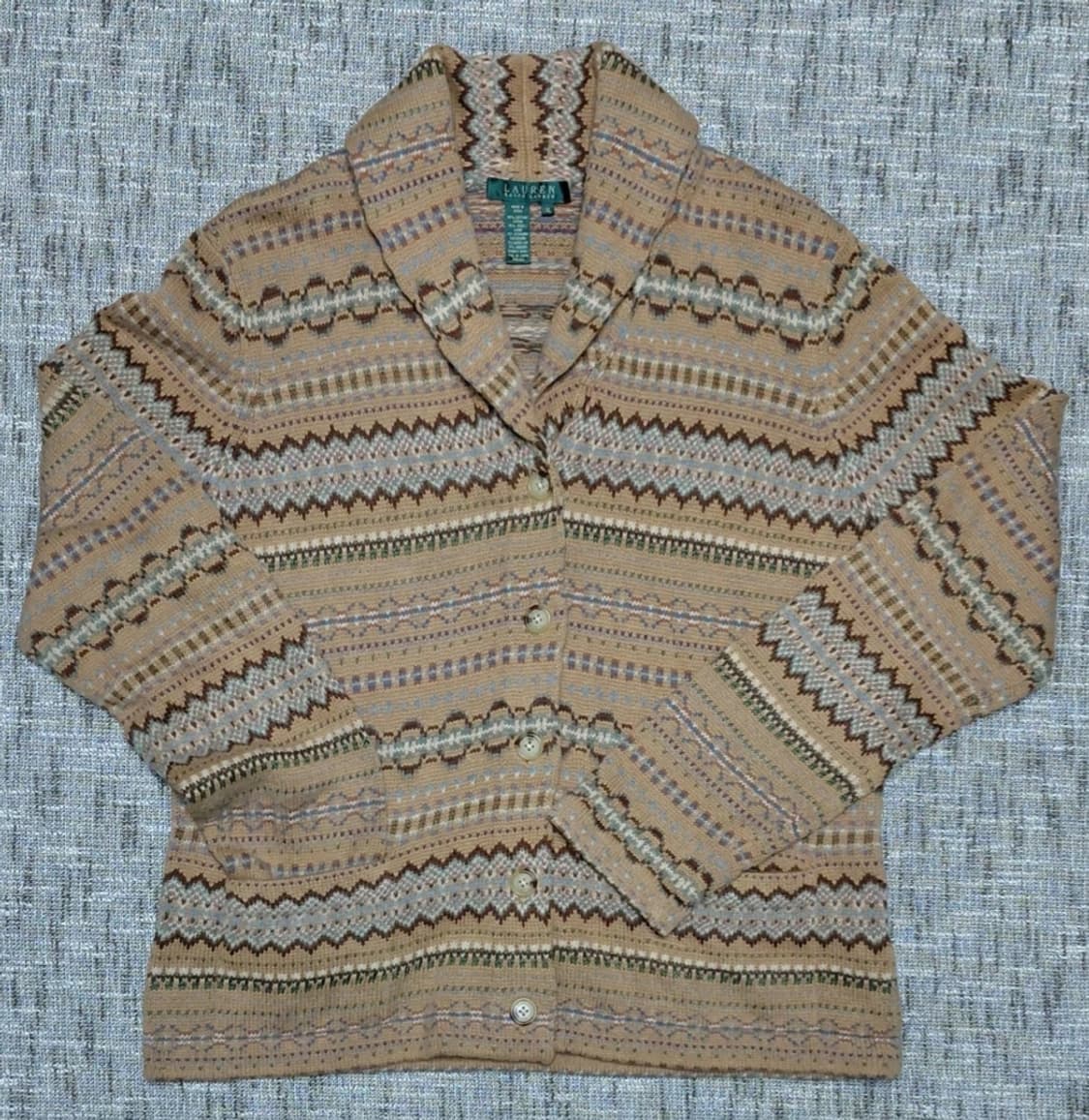 로렌 랄프로렌 페어아일 패턴 니트 가디건 (XL) 상품이미지1