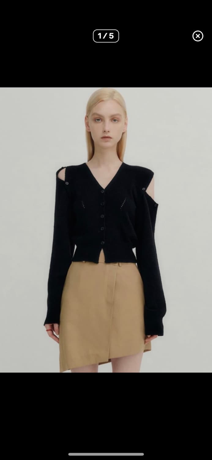 [Free]YUSE 숄더 컷 크롭니트 가디건/블랙 상품이미지2