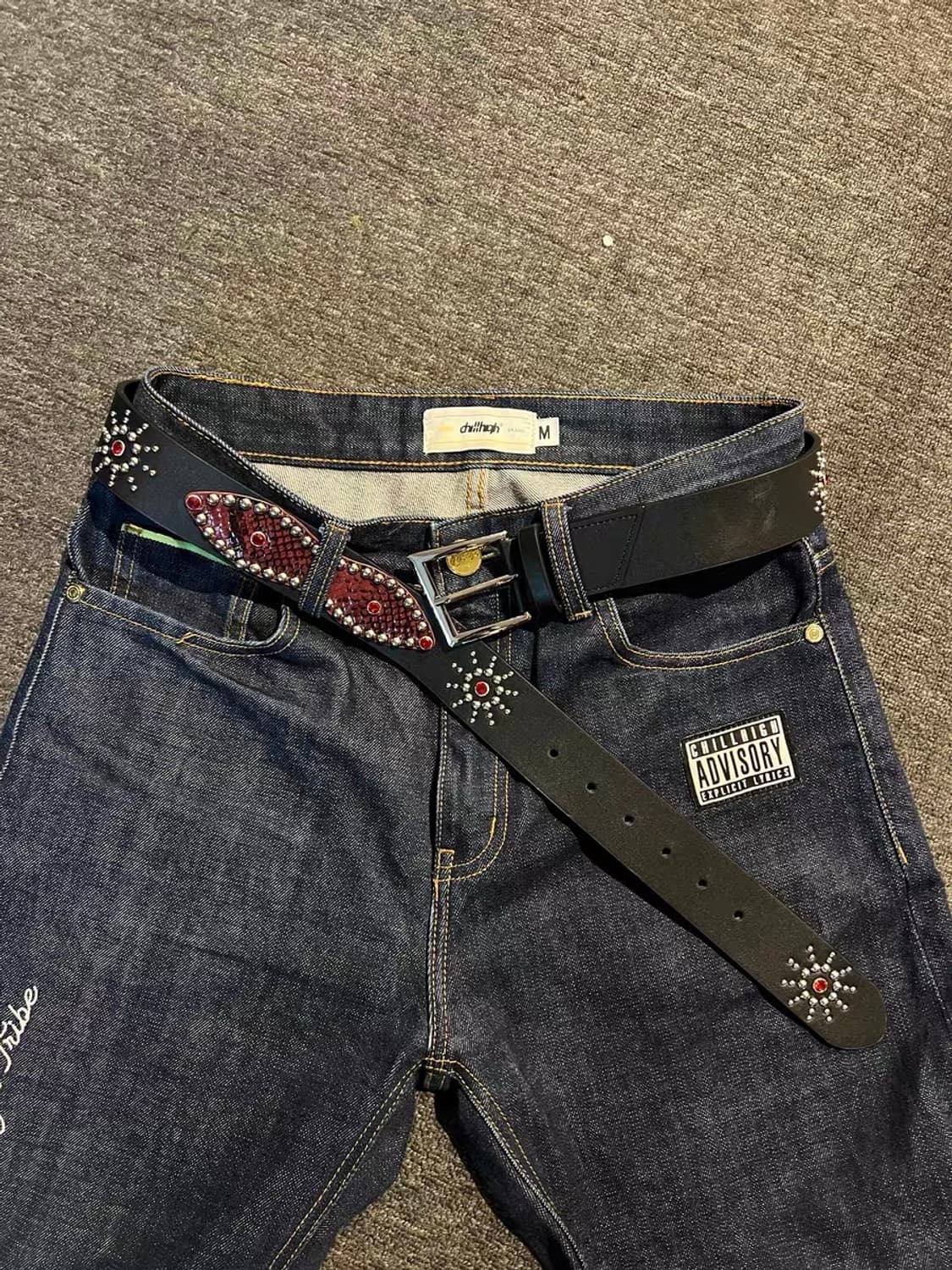 Vintage Red Stud Leather Belt 상품이미지6