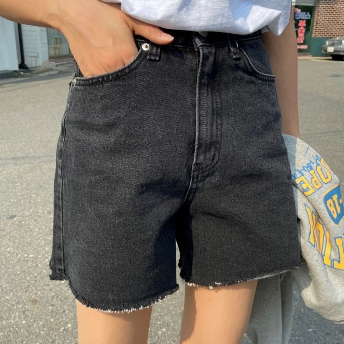 만다린트리 포쉬 데일리 4부 데님 흑청 상품이미지1