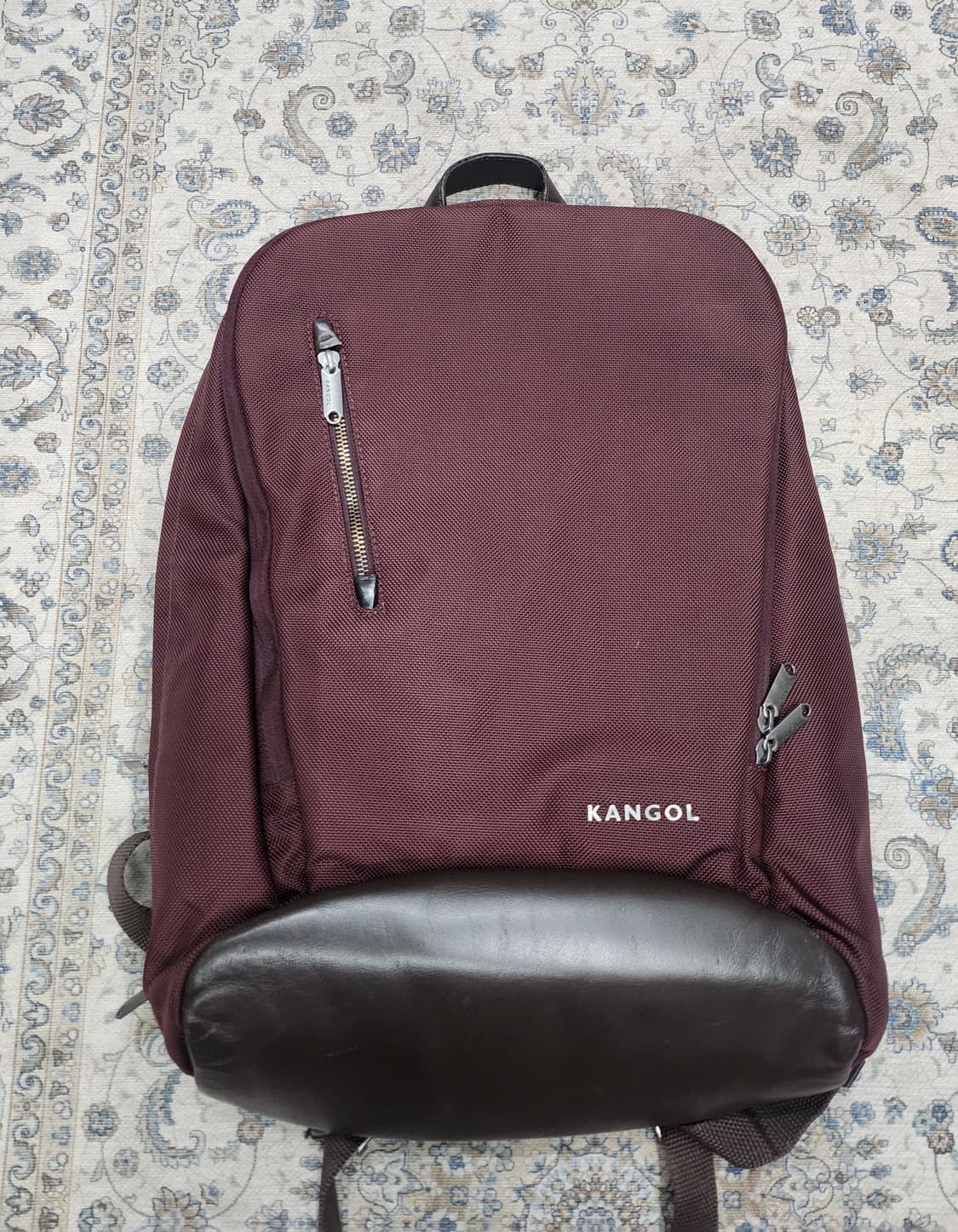 캉골 데일리 레더 메쉬 버건디 1093 노트북 수납 백팩 상품이미지2