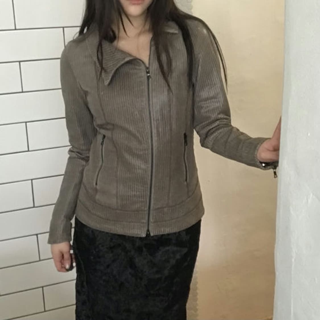 드롬(DROMe) 하이엔드 미니멀 가죽 집업 자켓 상품이미지8