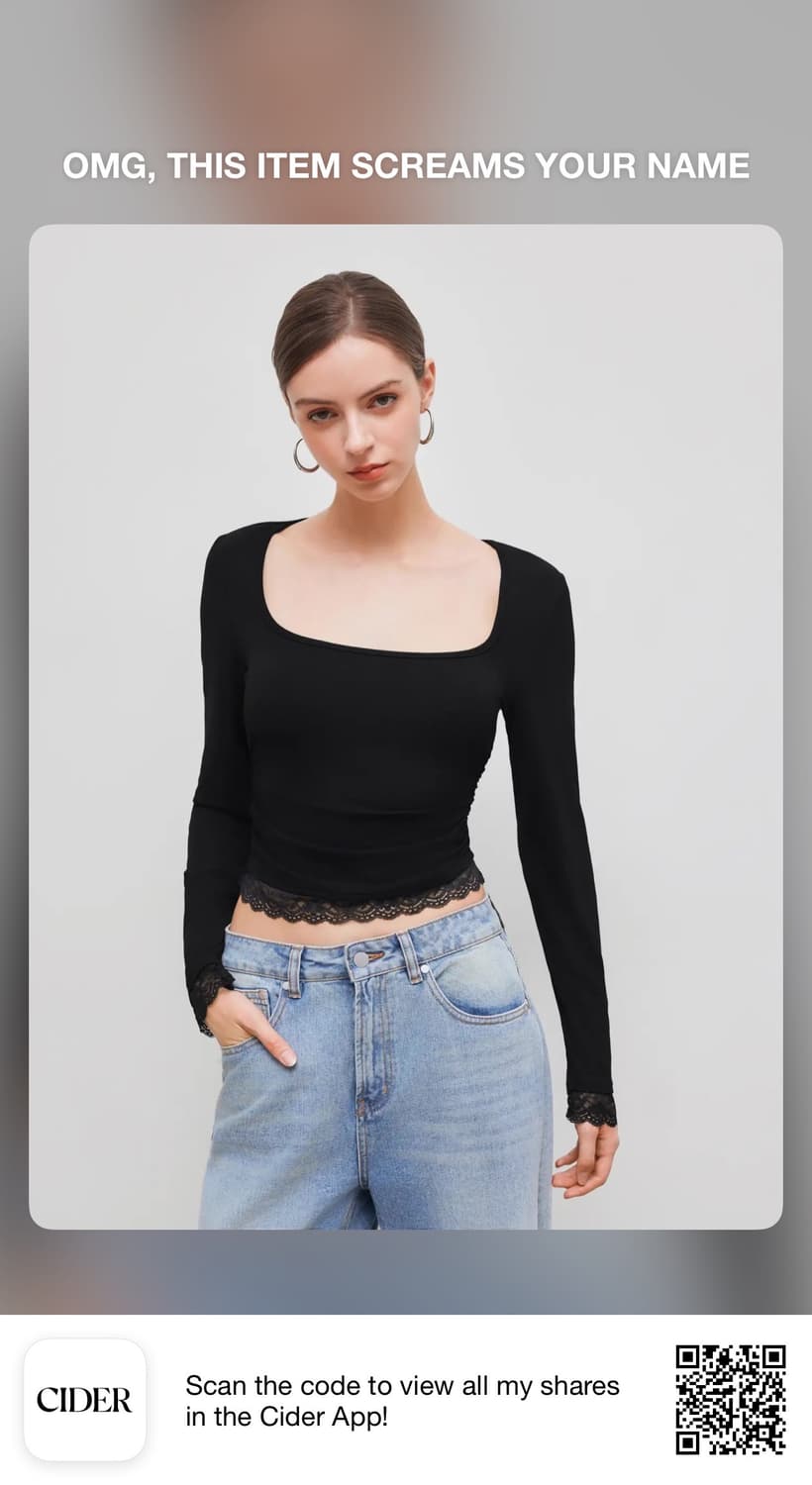 블랙 스퀘어넥 긴팔 상품이미지1