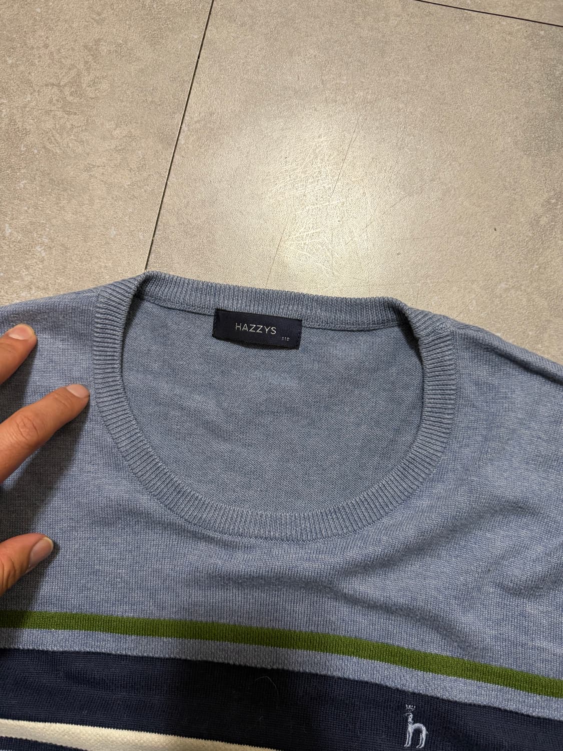 해지스 스트라이프 패턴 빈티지 코튼 니트 110size   상품이미지3