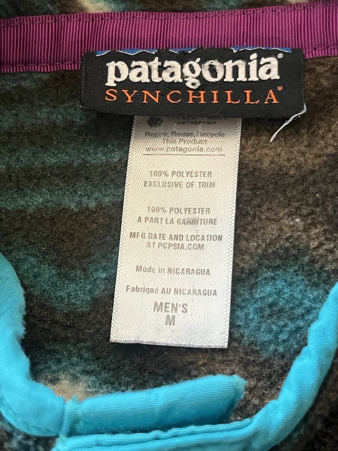 13FW 파타고니아 신칠라 스냅T 패턴 플리스 자켓 블루브라운 상품이미지3
