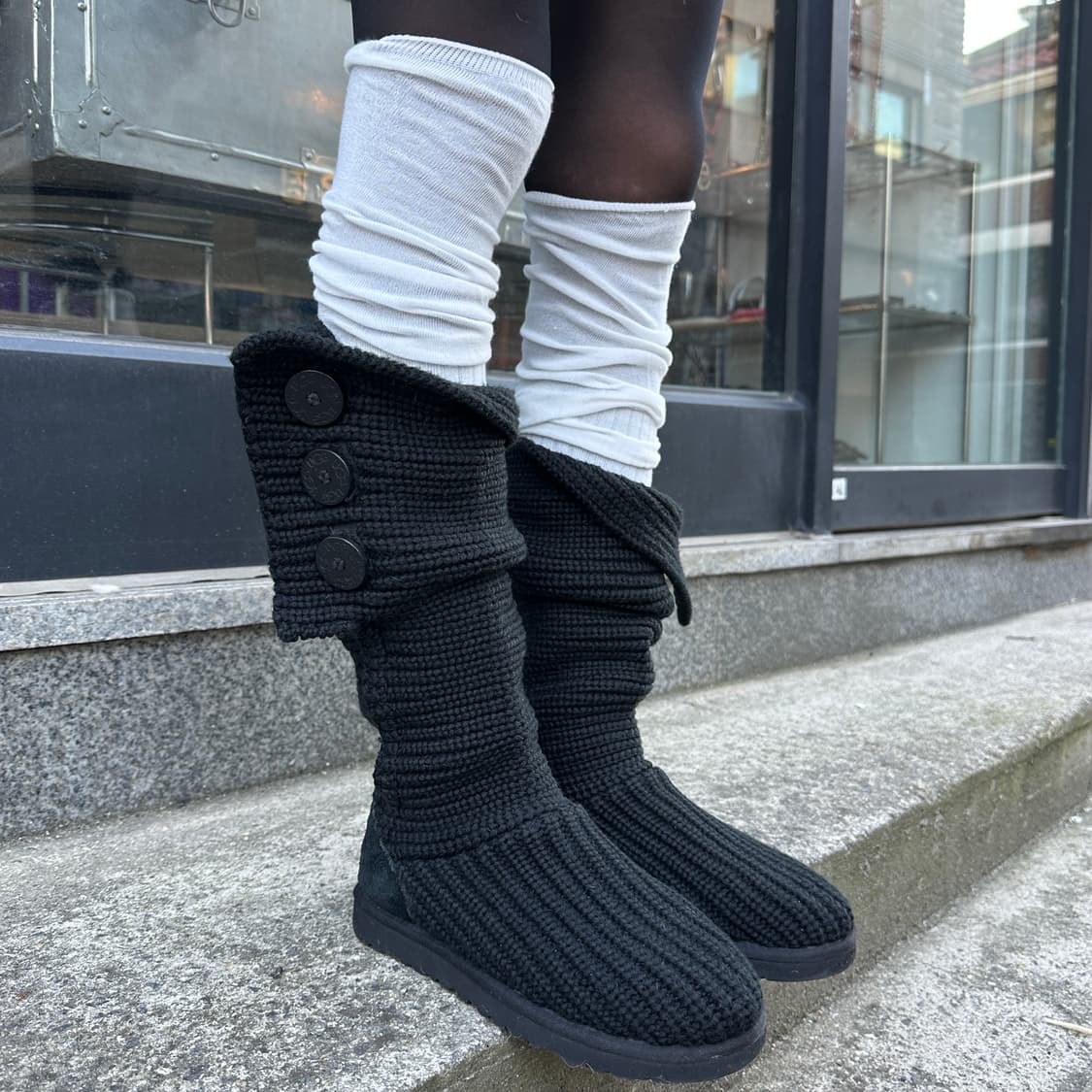 00s 블랙 니트 카디 어그 부츠 상품이미지5