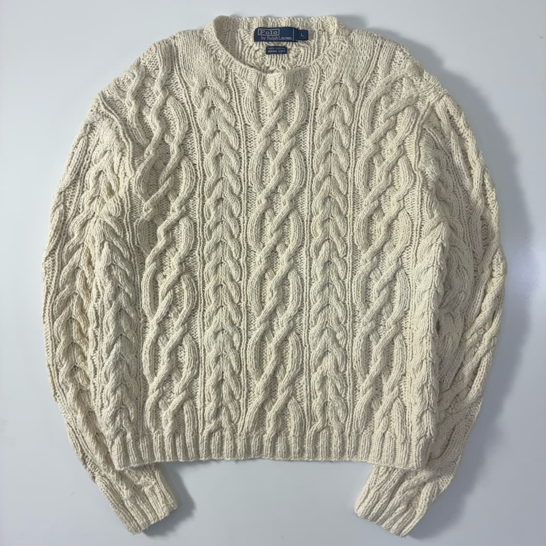 Polo  폴로 랄프로렌 코튼 아이보리 피셔맨 핸드니트 스웨터  상품이미지1