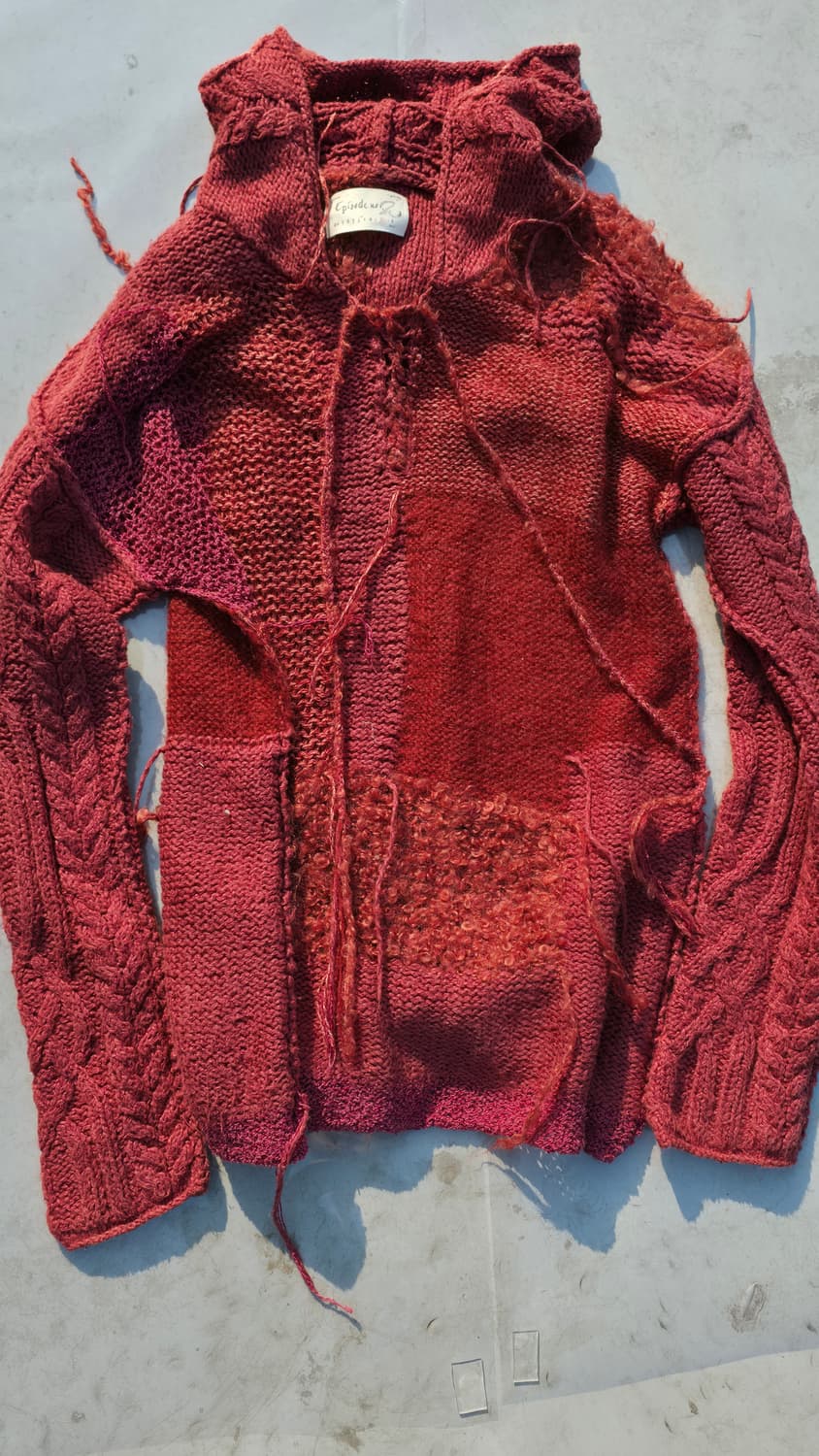 episodeno 인탈샤 믹스 핸드메이드 그런지 니트 파카 상품이미지1