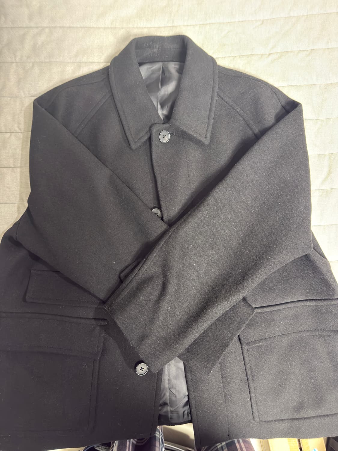 울 블렌드 오버사이즈 하프 발마칸 코트(블랙) 상품이미지4