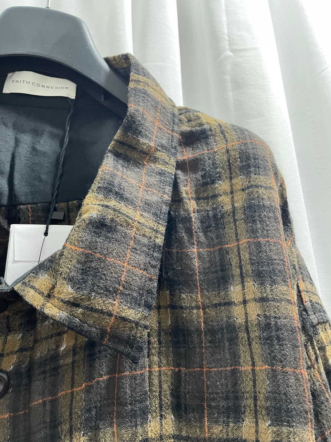 페이스커넥션/ 글리터링 브라운 체크 셔츠/ M 상품이미지3