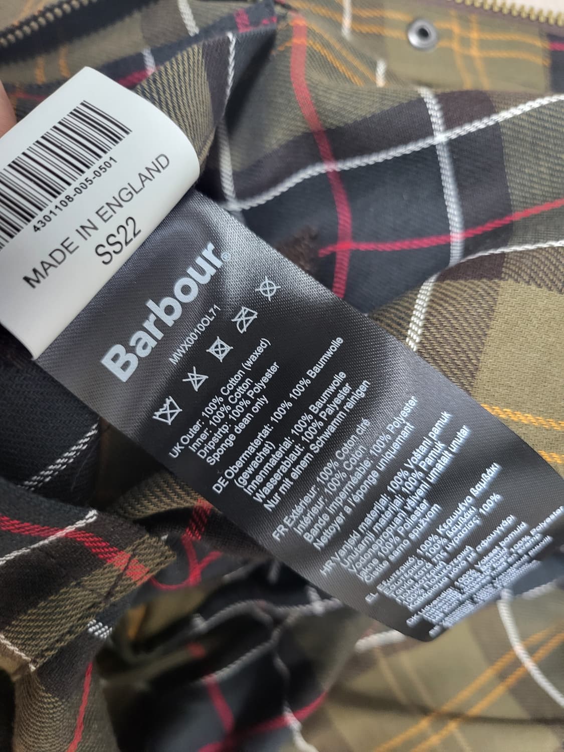 바버 클레식 비데일 왁스 자켓 올리브(40사이즈) 새상품 상품이미지7