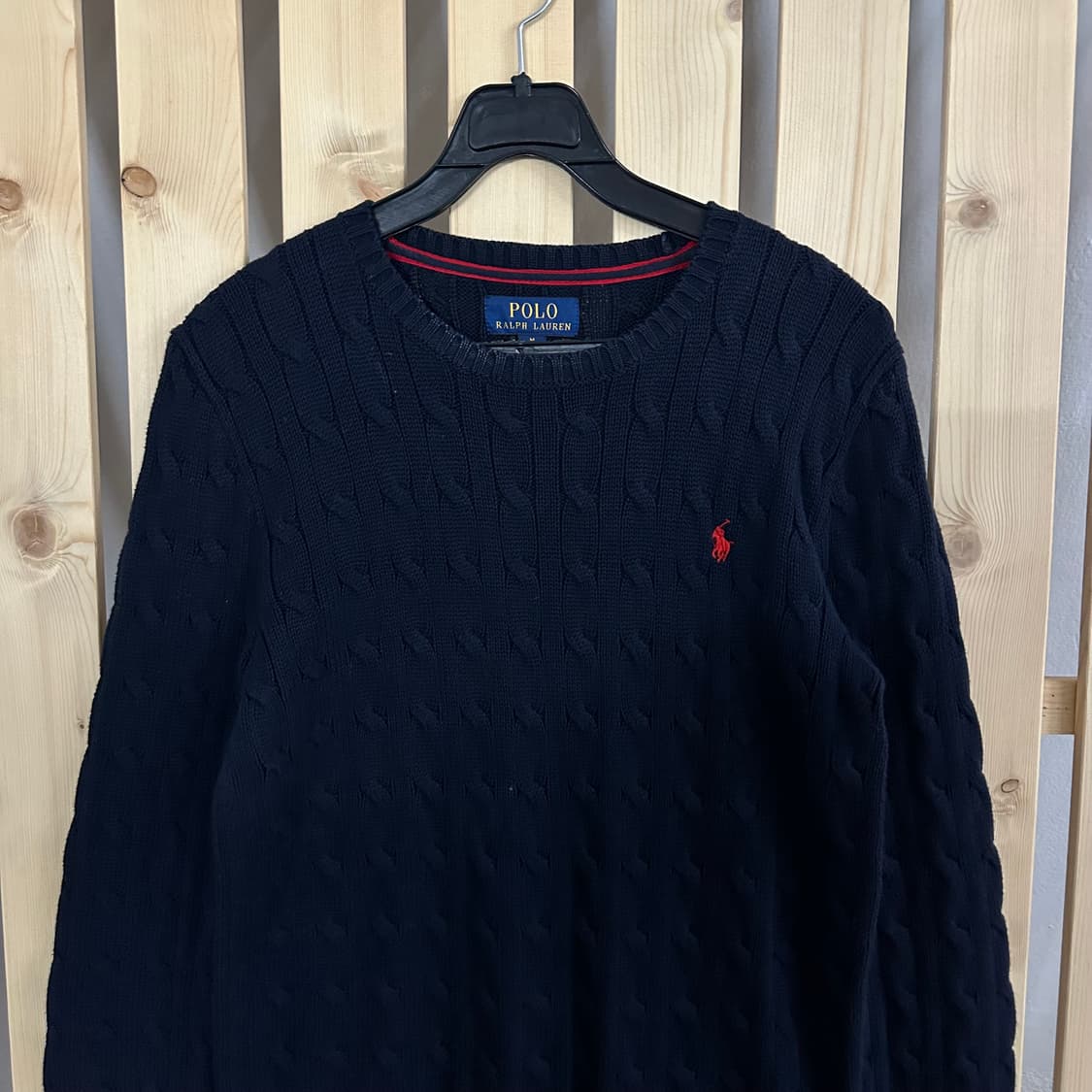 (S) 폴로 랄프로렌 라운드넥 네이비 케이블 니트 스웨터 상품이미지3