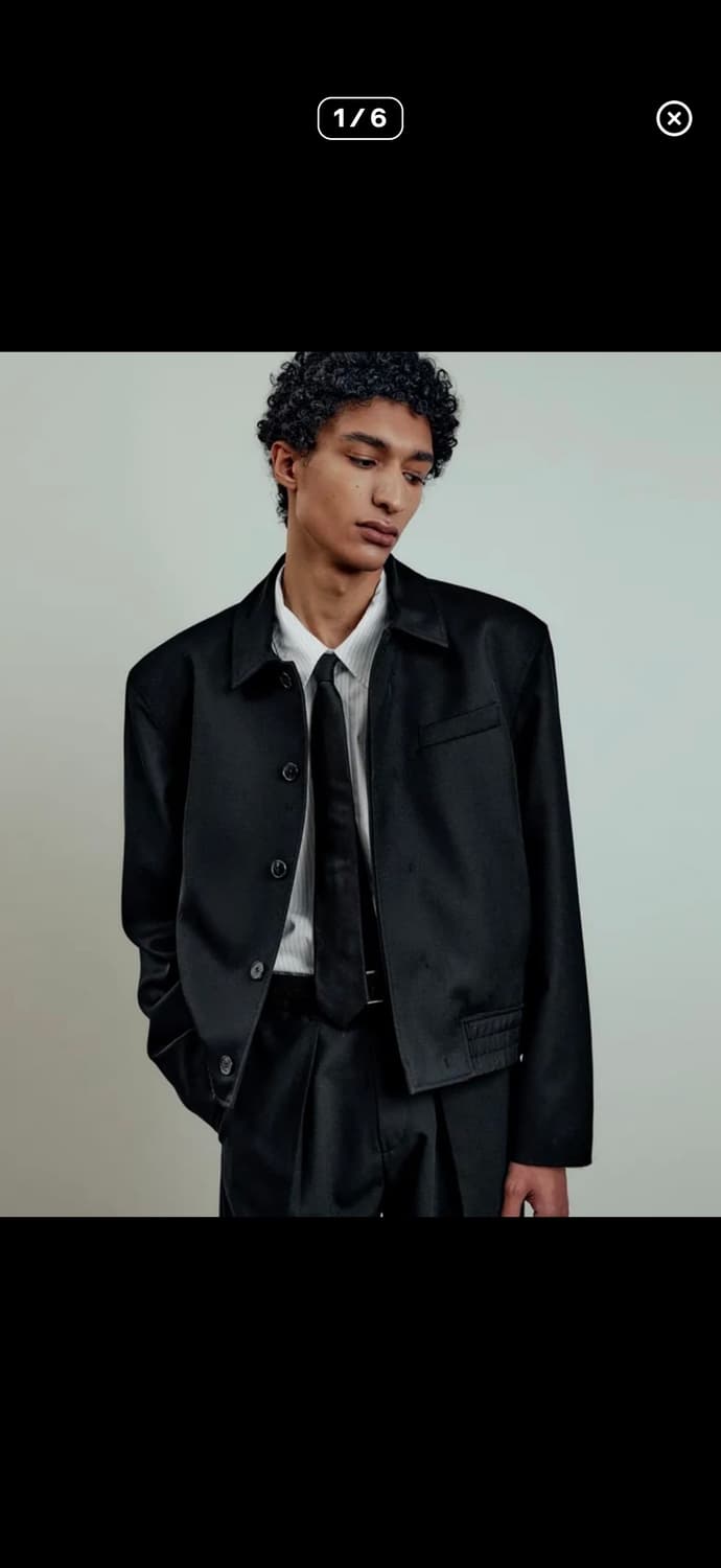 LMOOD 엘버튼 울 블렌드 자켓 트윌 블랙 상품이미지1