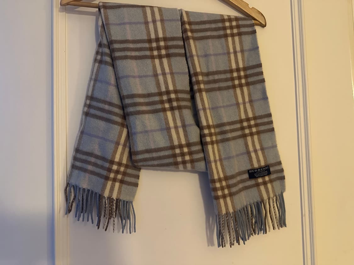 버버리 캐시미어 머플러 블루 체크 상품이미지2