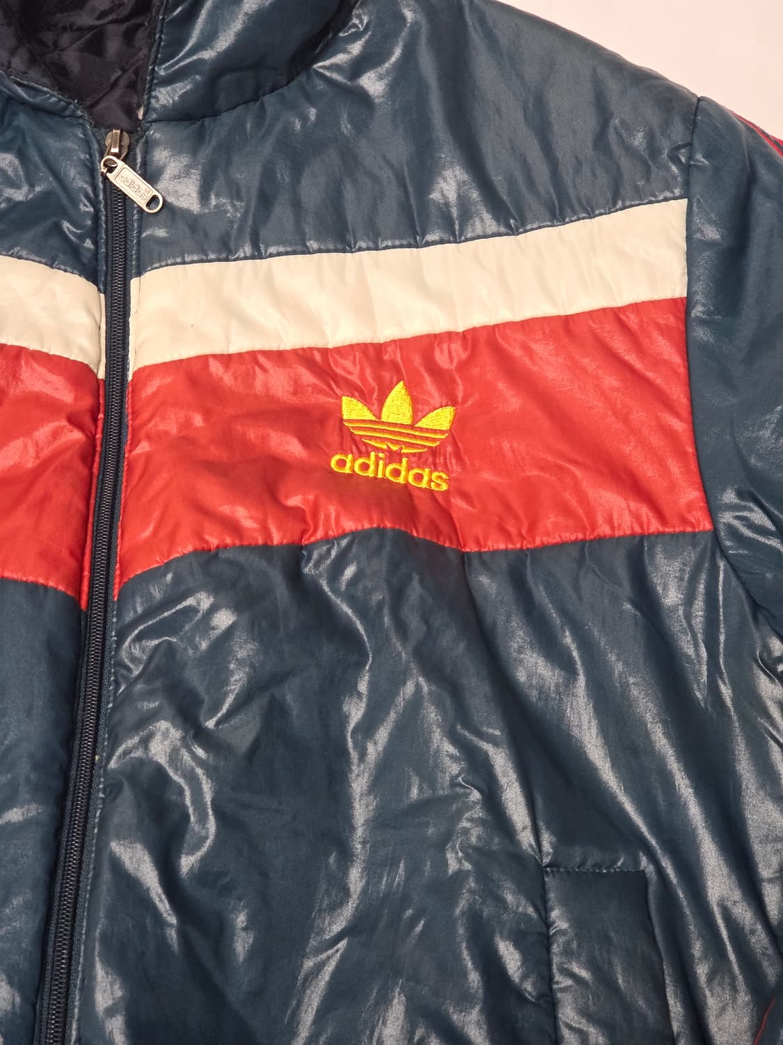 [아디다스] 빈티지 딥블루 트리콜로 유광 후드 자켓 M 상품이미지3
