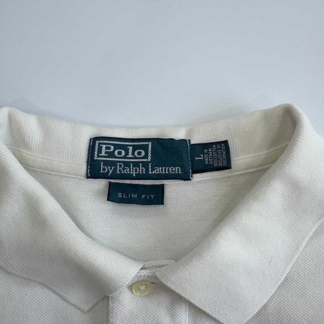 Polo 폴로 블루 로고 아이보리 카라 반팔티 상품이미지5