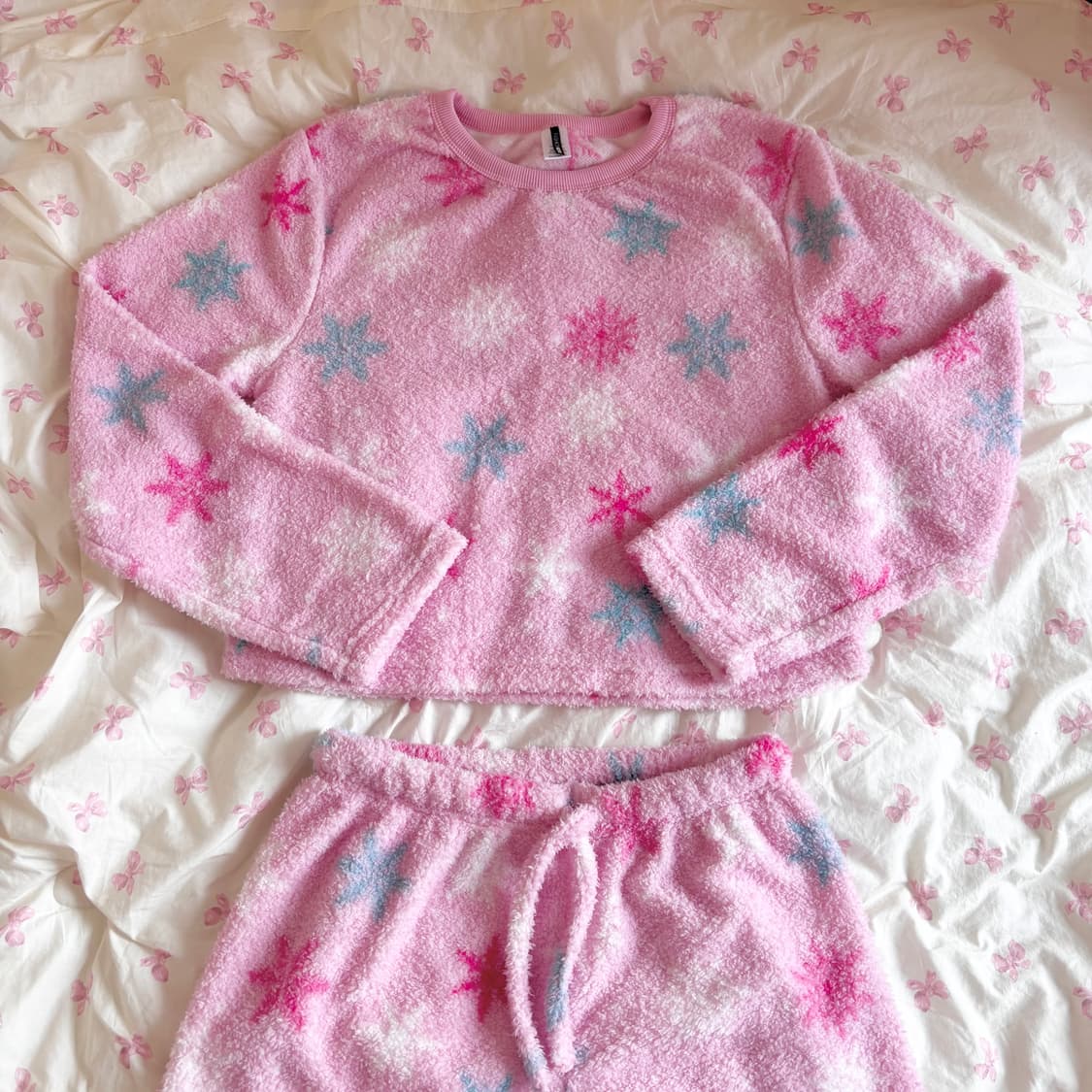 핑크 극세사 수면잠옷 set 히메 갸루 로걀 러블리 빈티지 홈웨어 룸웨어 상품이미지1