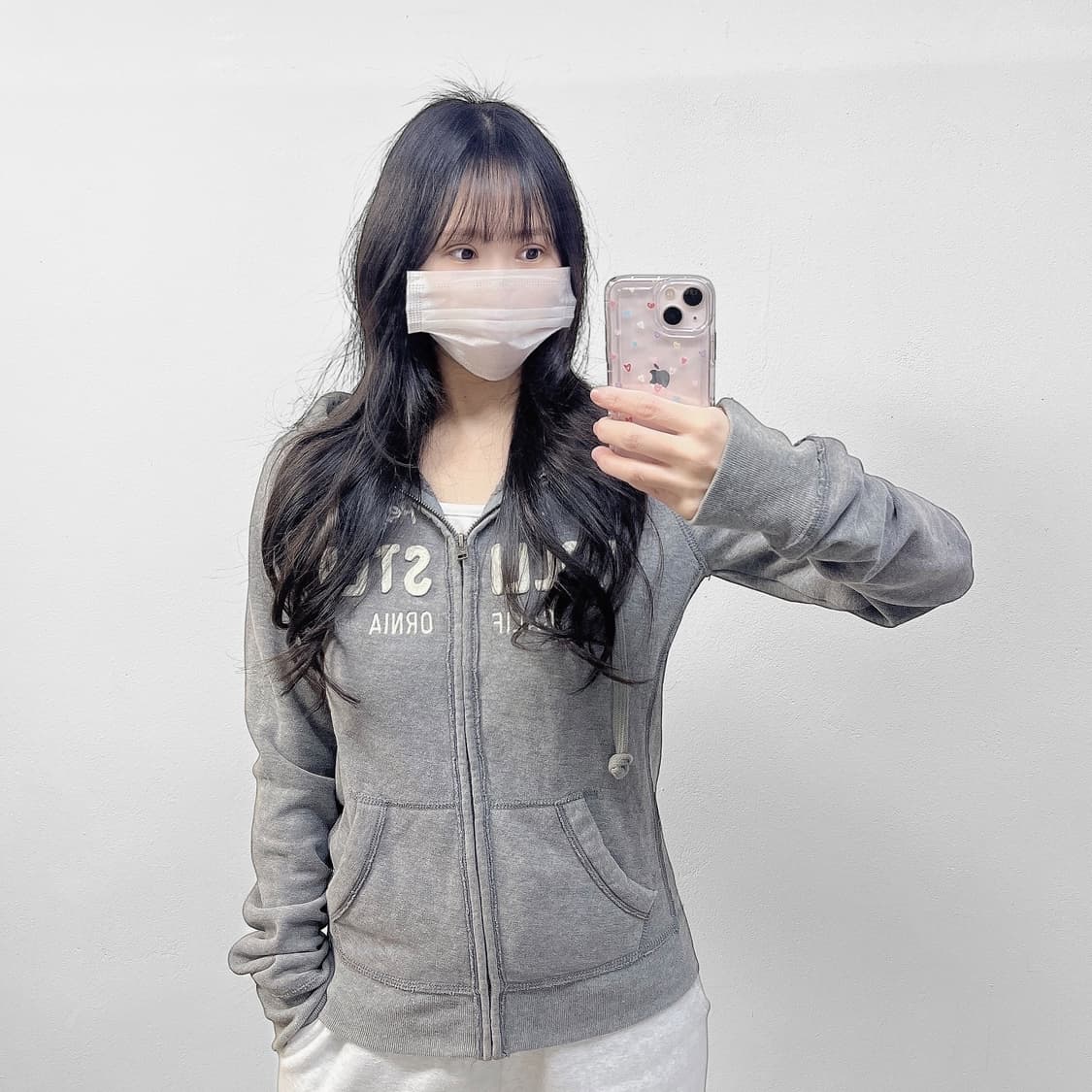 홀리스터 스펠 로고 후드집업 그레이 상품이미지1