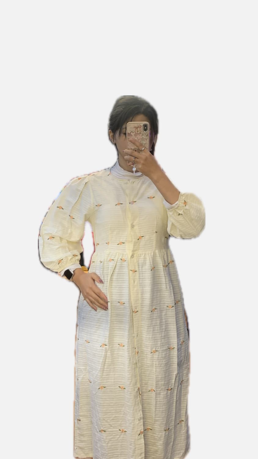 Floral Bud Embroidery Long Shirt Dress 상품이미지4