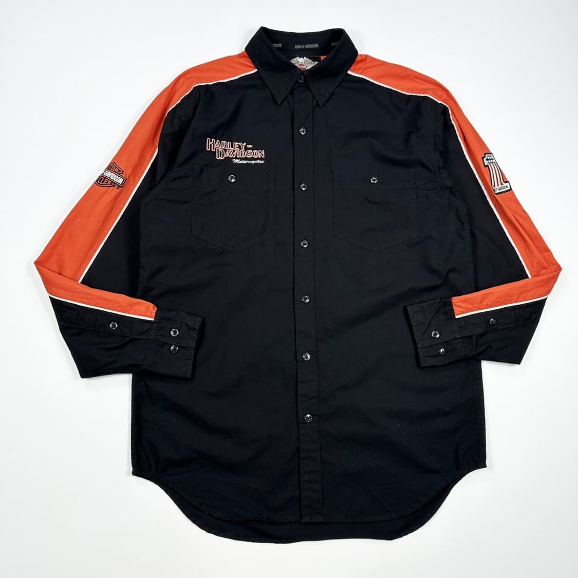 할리데이비슨 백로고 바이크 블랙 자수 셔츠 (실측 M) 상품이미지2