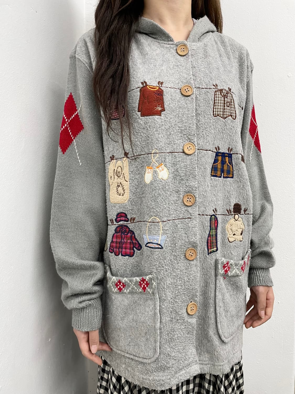 코지베어 디테일 후드 버튼 자켓  상품이미지3