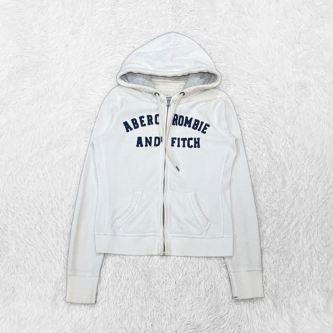 아베크롬비 아치 로고 후드집업 화이트 상품이미지2