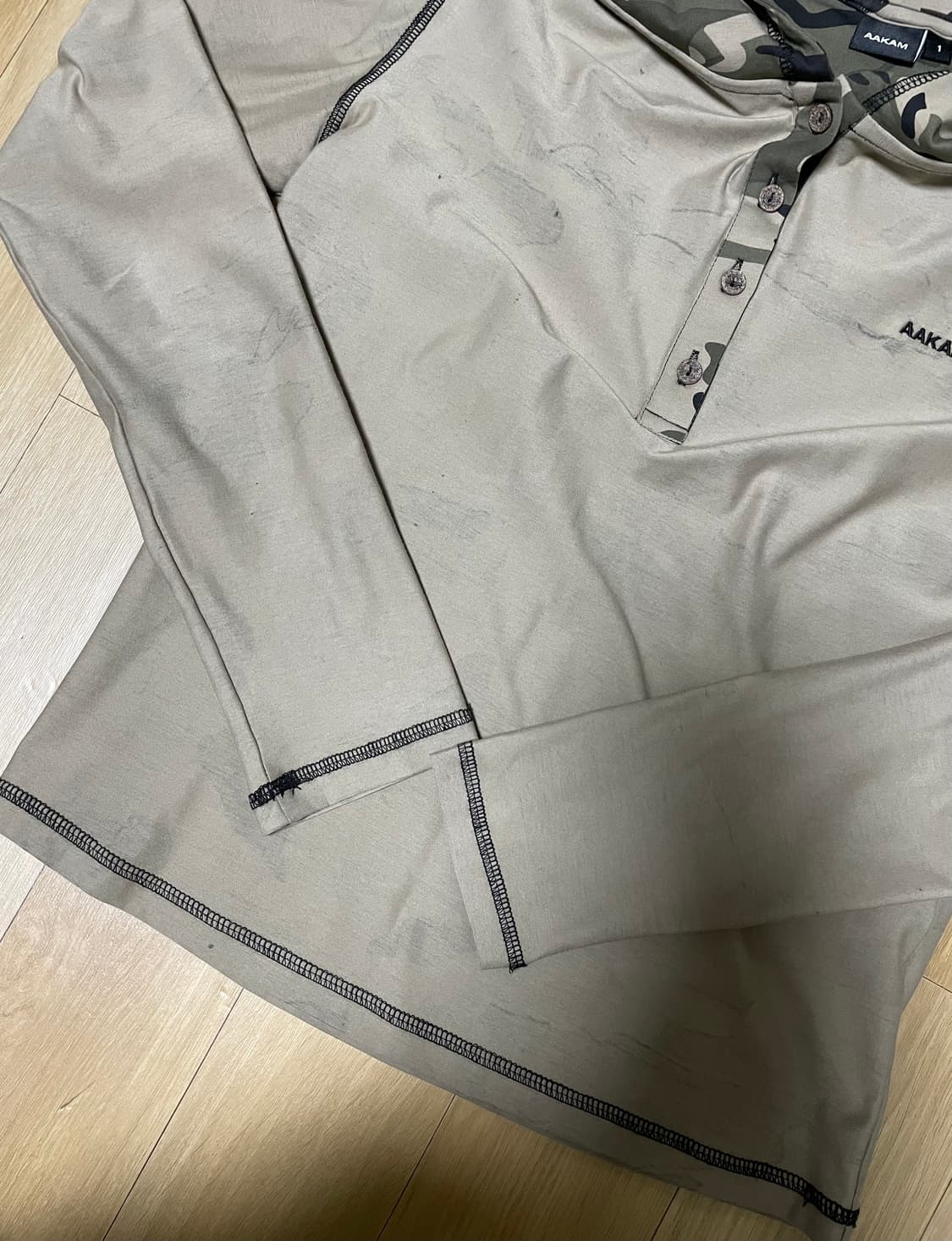 Camo Contrast Hooded Long Sleeve (Khaki) 상품이미지7