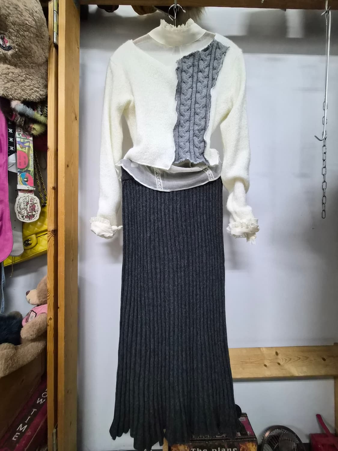 언발 케이프 크롭니트. 골지 캐시미어 스커트 상품이미지1