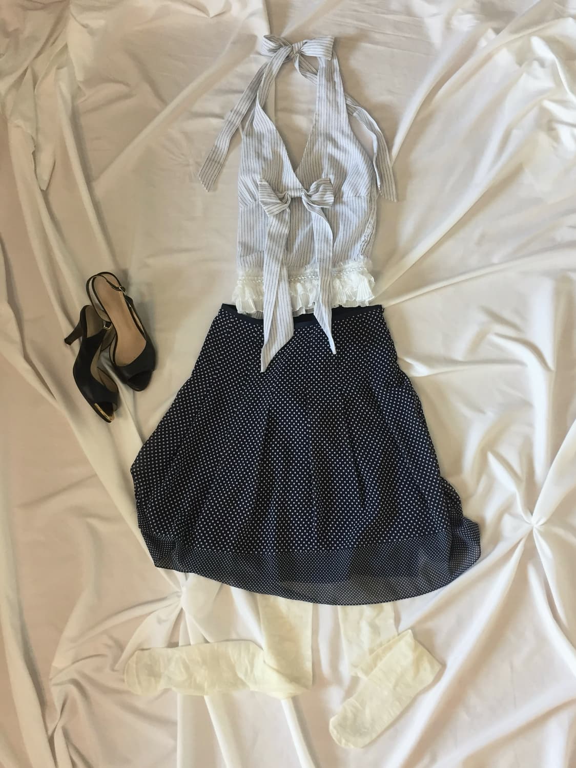 레이스 리본 홀터넥 상품이미지5