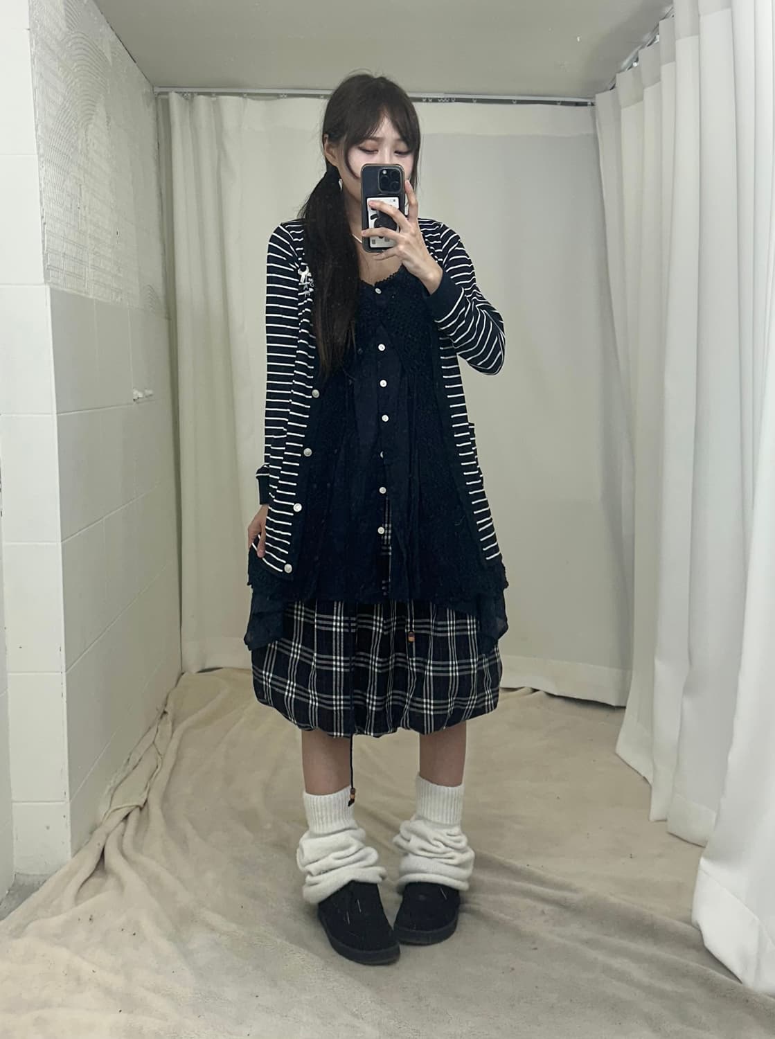 네이비 너드 니혼진 체크 펌킨 코디세트 상품이미지1