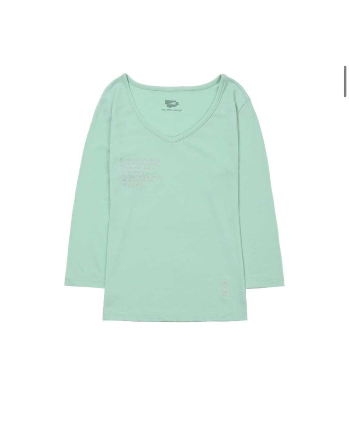 웰빙익스프레스 V neck 3/4 슬리브 민트 M 상품이미지1