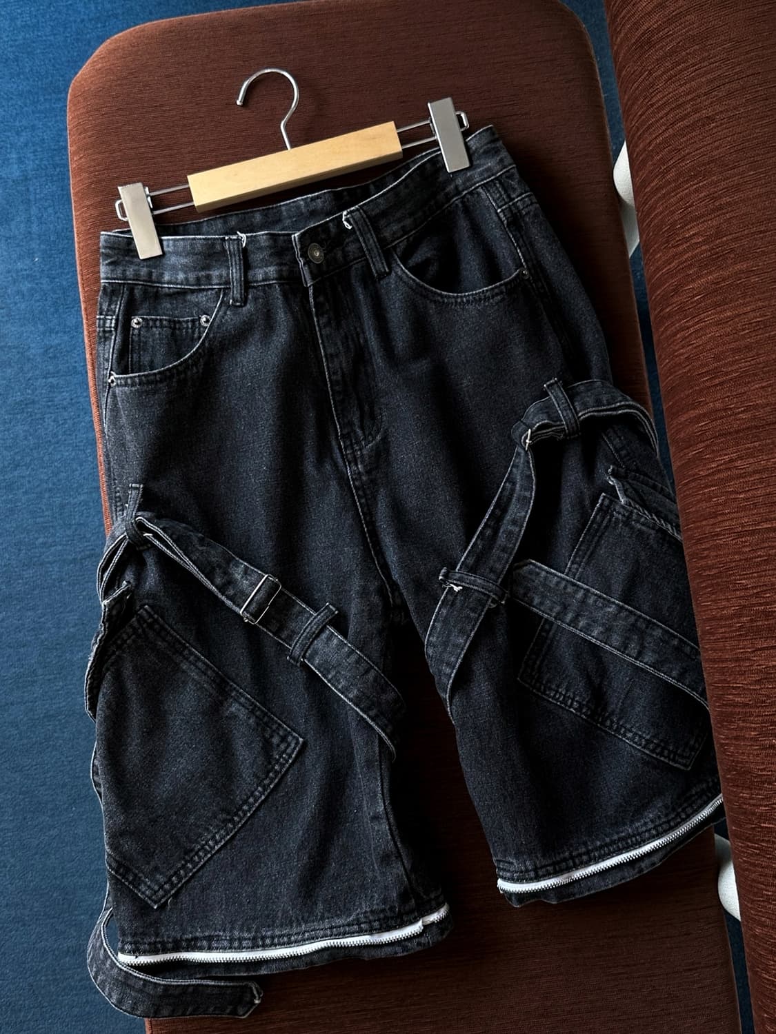 Design 2way belted denim half pants 상품이미지3